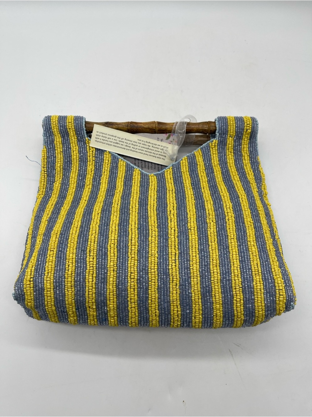 Handcrafted In India Beaded Amalfi Coast Purse Boats Striped Bamboo Handle NWT - Picture 2 of 6